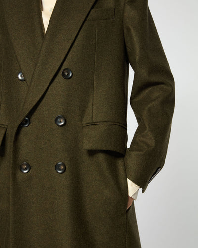 Double Breasted Coat - Military Green Wool SERENA BUTE