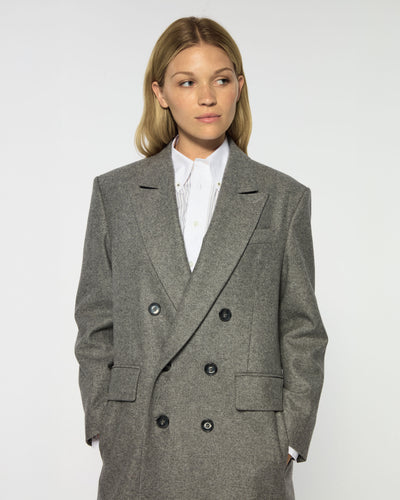 Double Breasted Coat - Light Grey Wool SERENA BUTE