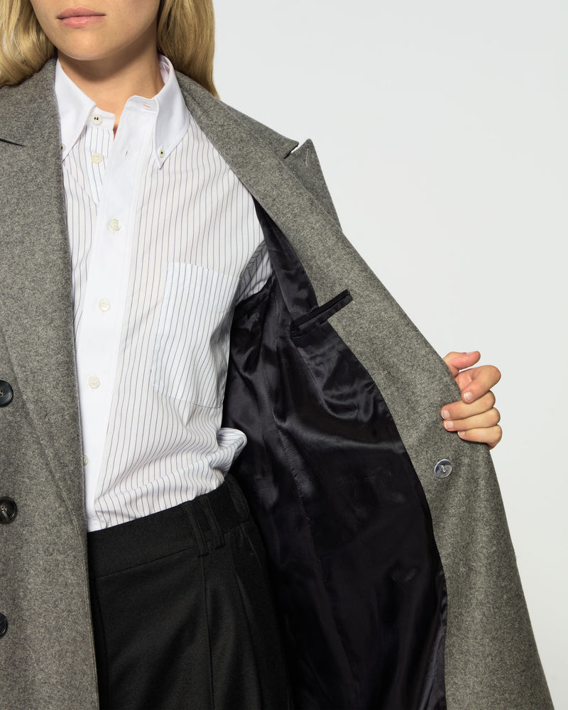 Merino Wool Double Breasted Coat - Light Grey SERENA BUTE