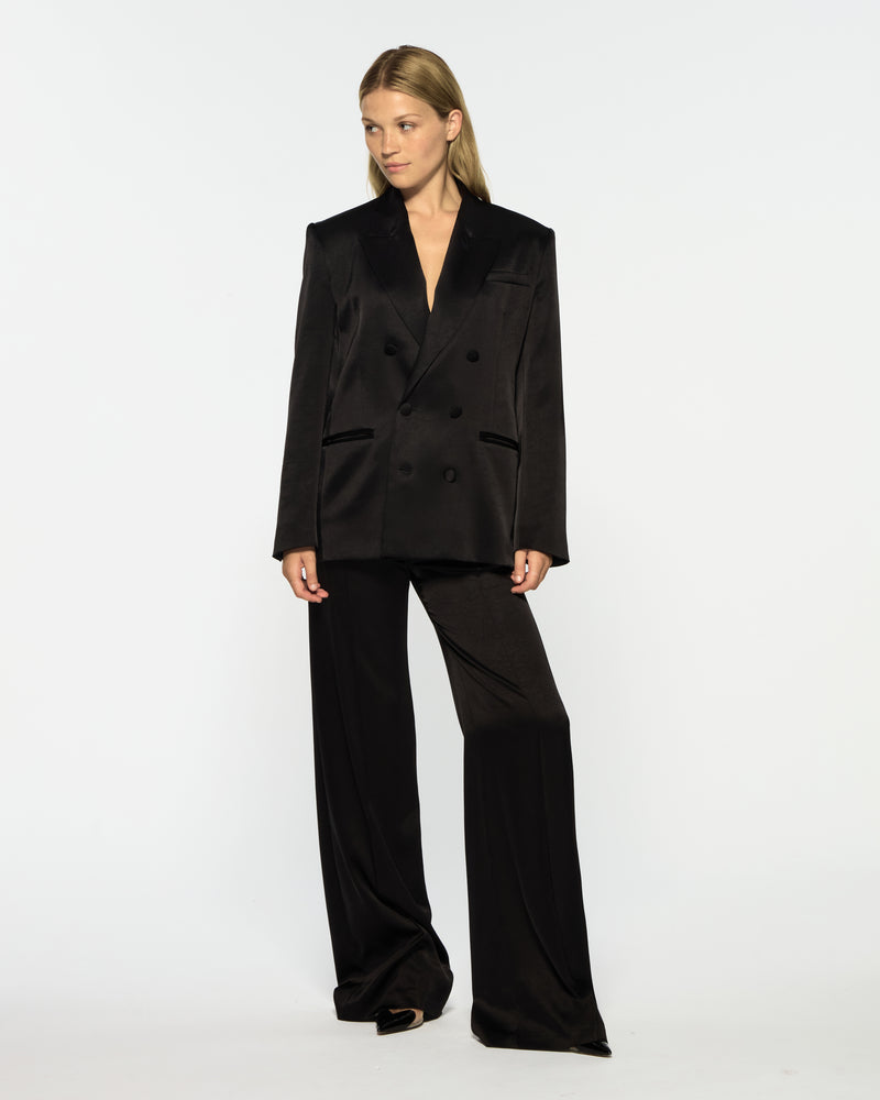 Satin Flare Trouser - Black SERENA BUTE