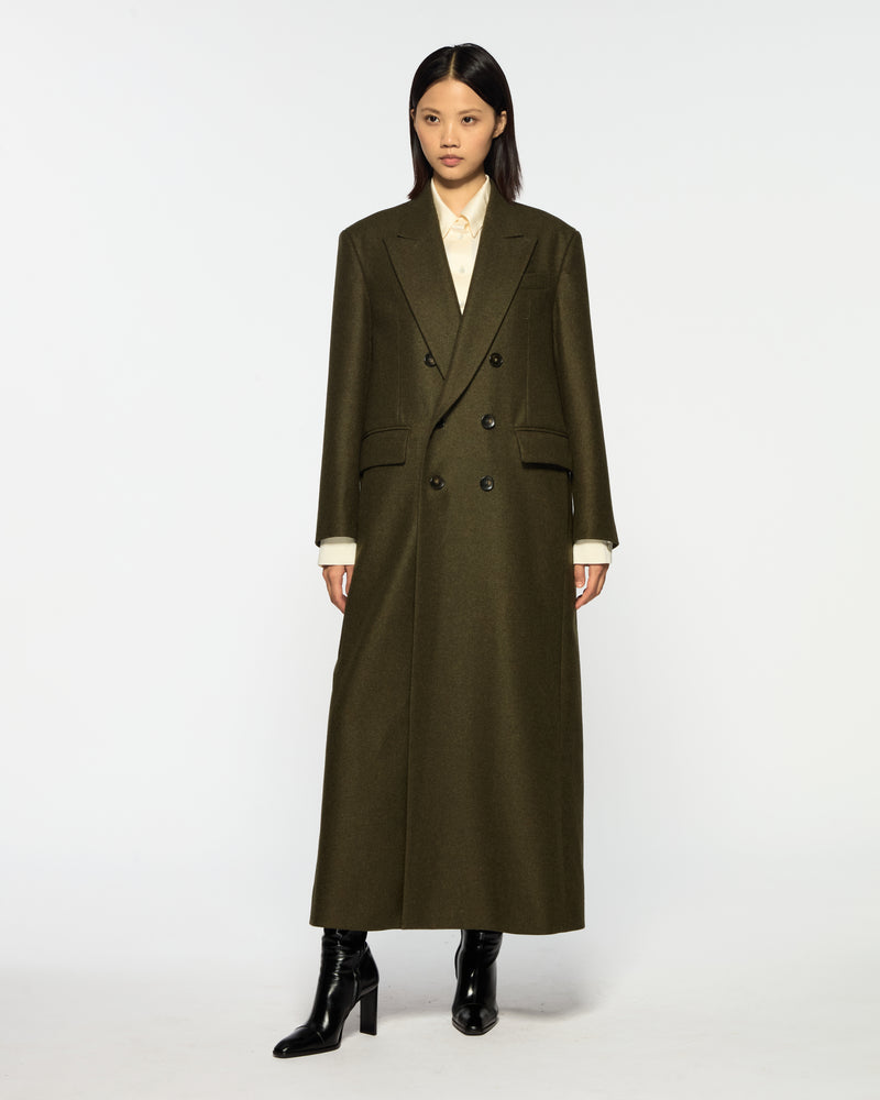Double Breasted Coat - Military Green Wool picture #1