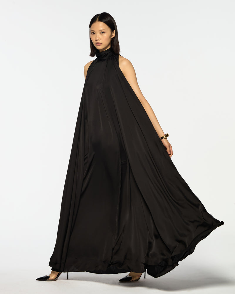 Draped Full Length Dress - Black picture #3