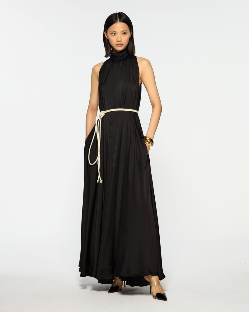 Draped Full Length Dress - Black picture #1