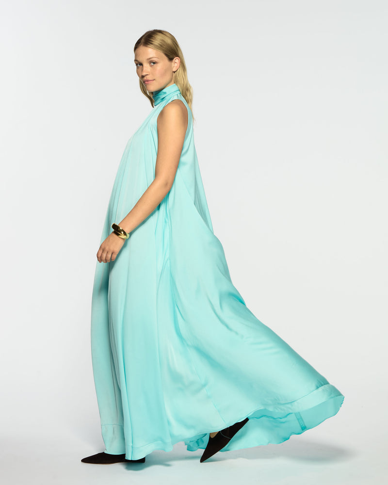 Draped Full Length Dress - Aqua picture #3