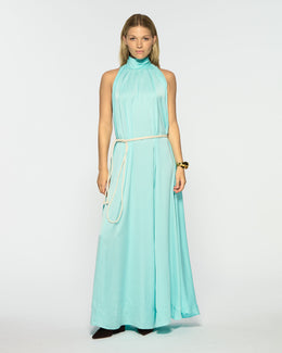 Draped Full Length Dress - Aqua