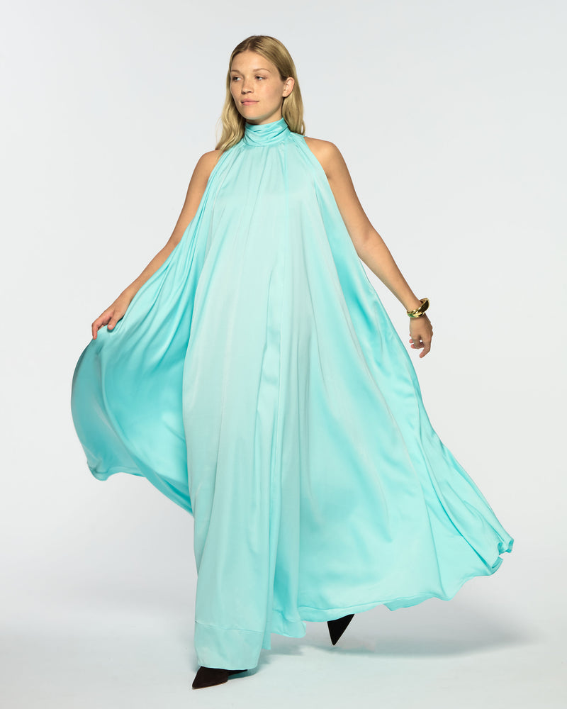 Draped Full Length Dress - Aqua picture #4