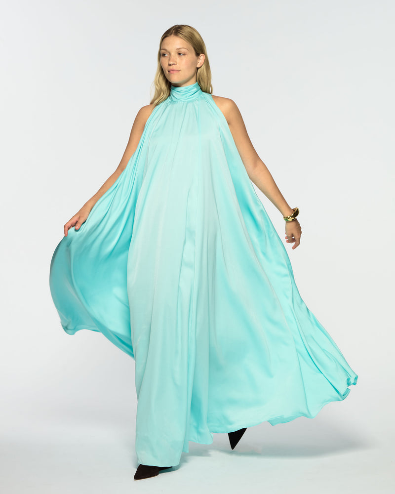 Draped Full Length Dress - Aqua picture #3