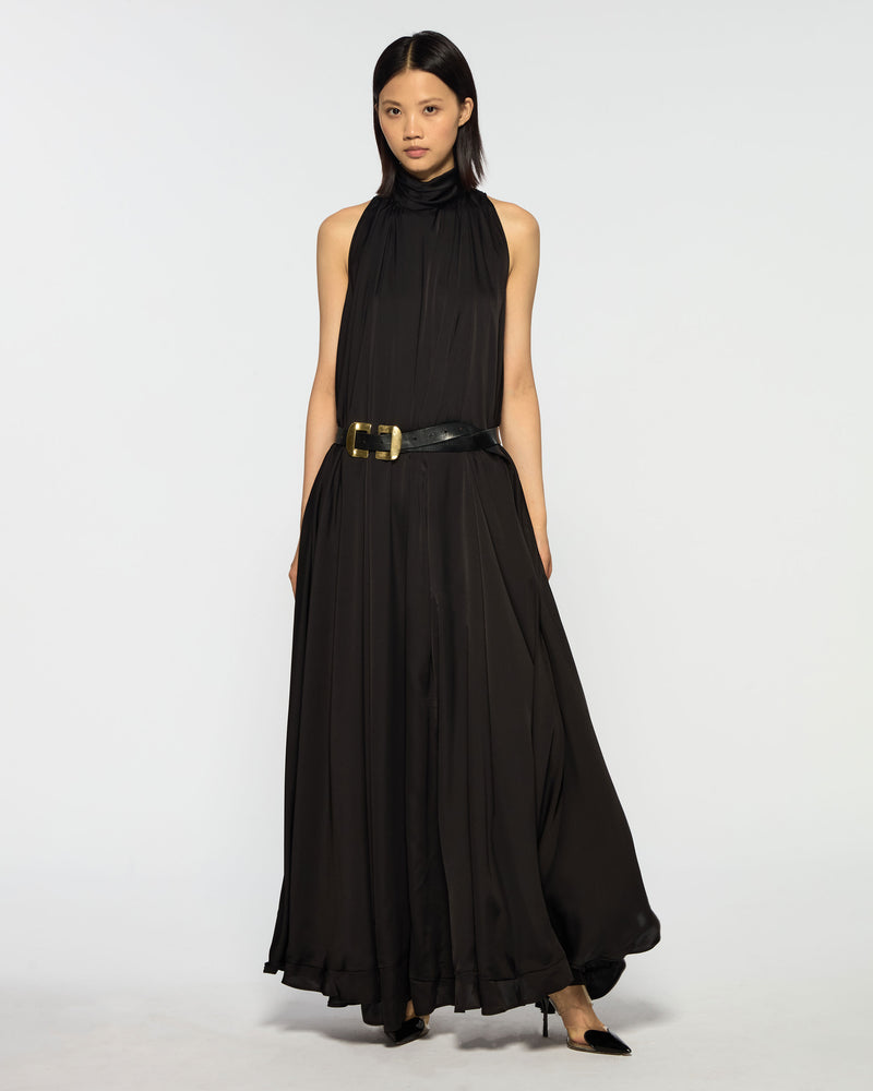 Draped Full Length Dress - Black picture #4