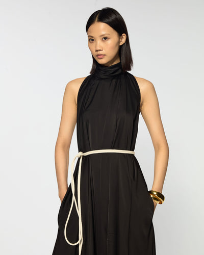 Draped Full Length Dress - Black SERENA BUTE