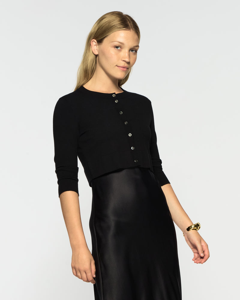 Fitted Cropped Cardigan - Black picture #1