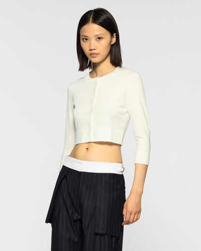 Fitted Cropped Cardigan - Cream SERENA BUTE