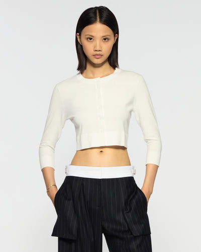 Fitted Cropped Cardigan - Cream SERENA BUTE