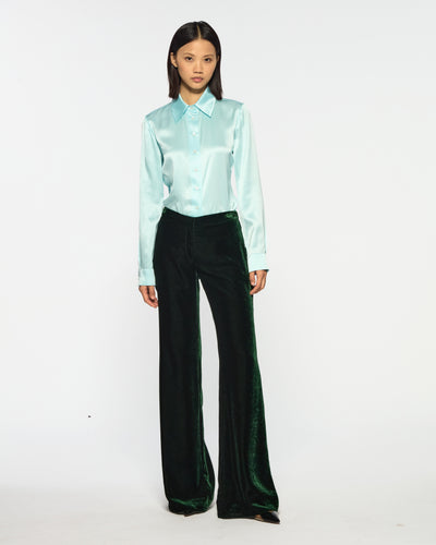Velvet Flare Trouser - Dark Green SERENA BUTE