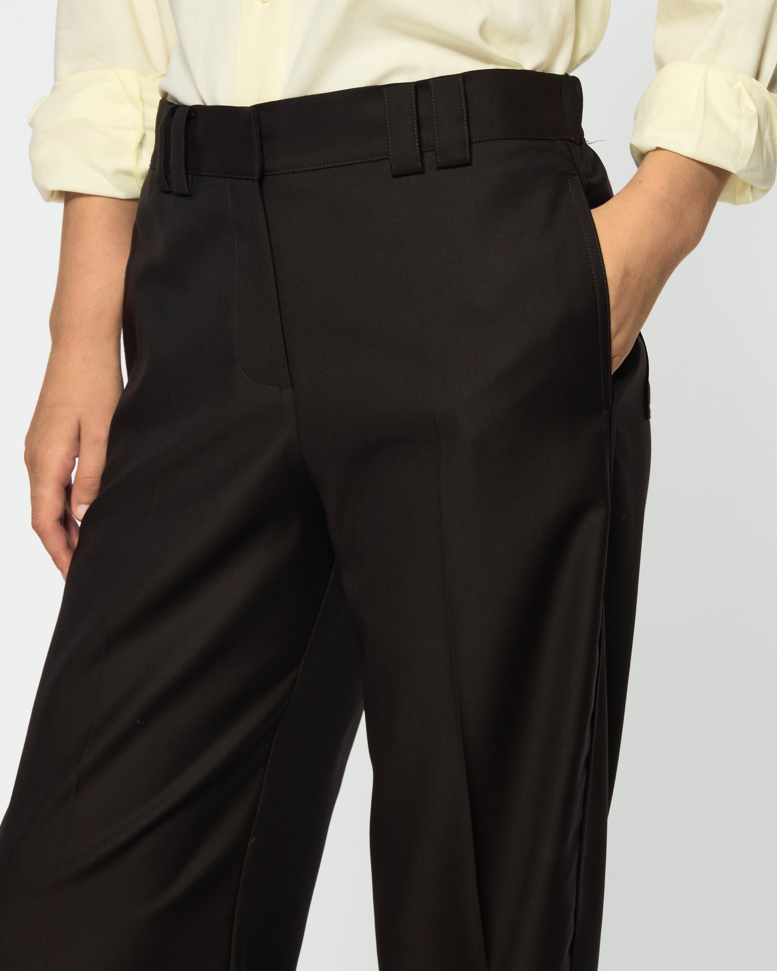 Flat Fronted Jogger - Chocolate Brown Wool