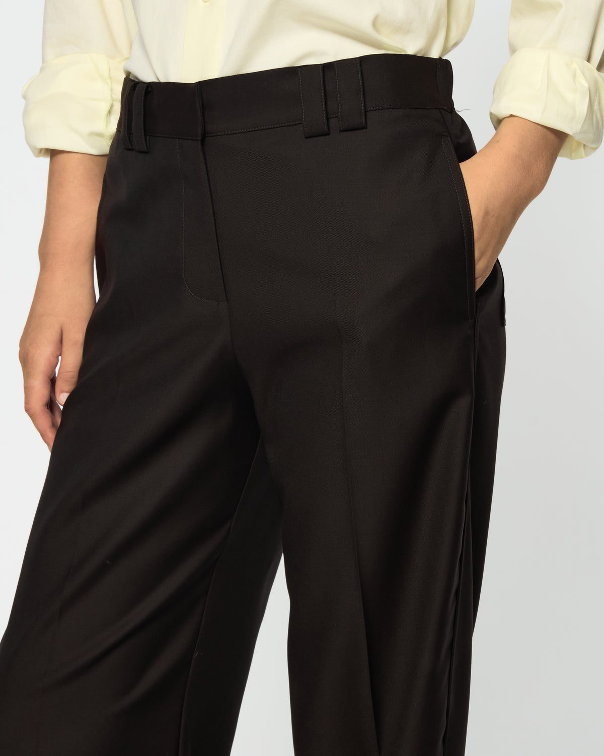 Flat Fronted Jogger - Chocolate Brown Wool