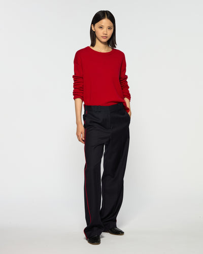 Flat Fronted Jogger - Navy Blue Wool SERENA BUTE
