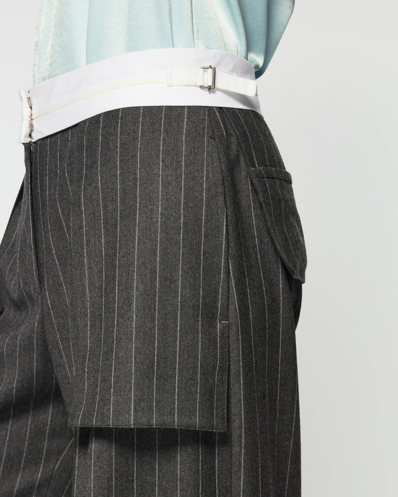 Cashmere Blend Inside Out Trouser  - Dark Grey Pinstripe SERENA BUTE