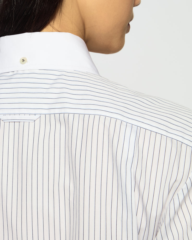 Cotton Johnny Shirt - Navy Blue Stripe SERENA BUTE