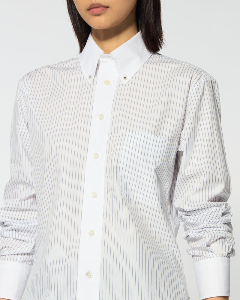 Cotton Johnny Shirt - Navy Blue Stripe SERENA BUTE