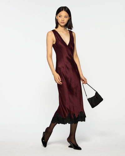 burgundy midi slip dress The Carrie Velvet Midi Slip Dress Black / M