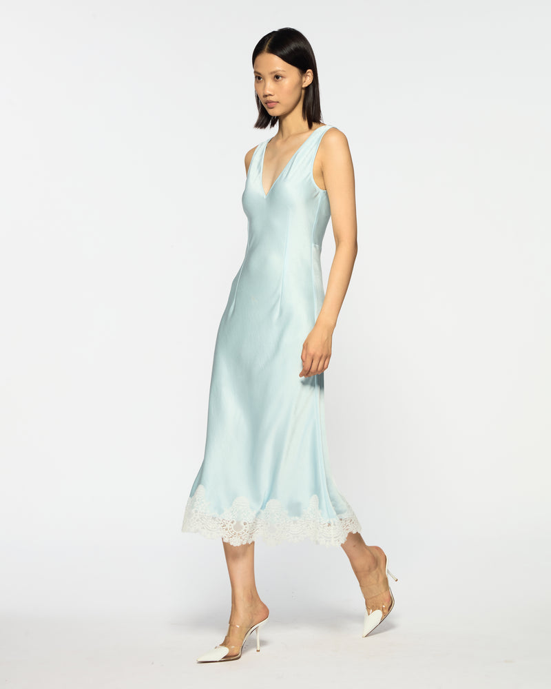 Midi Dress with Lace Hem - Pale Blue picture #1