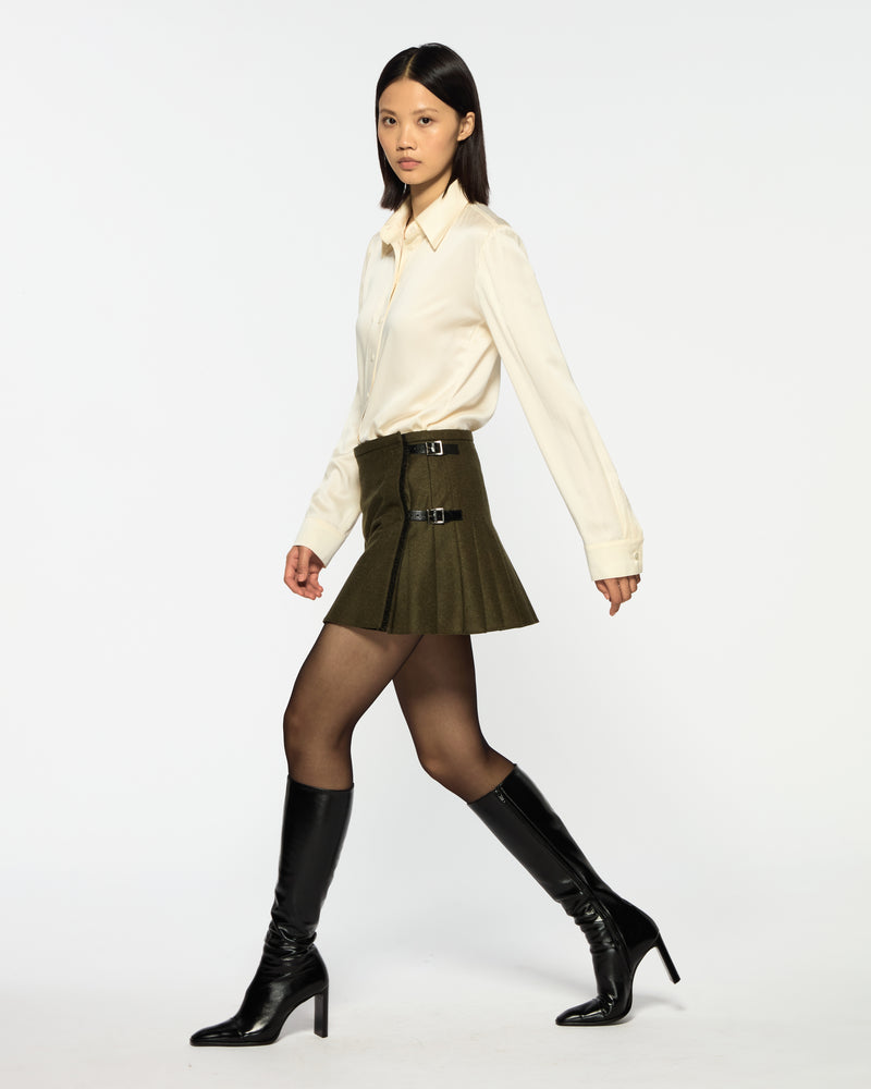 Merino Wool Mini Kilt - Military Green SERENA BUTE