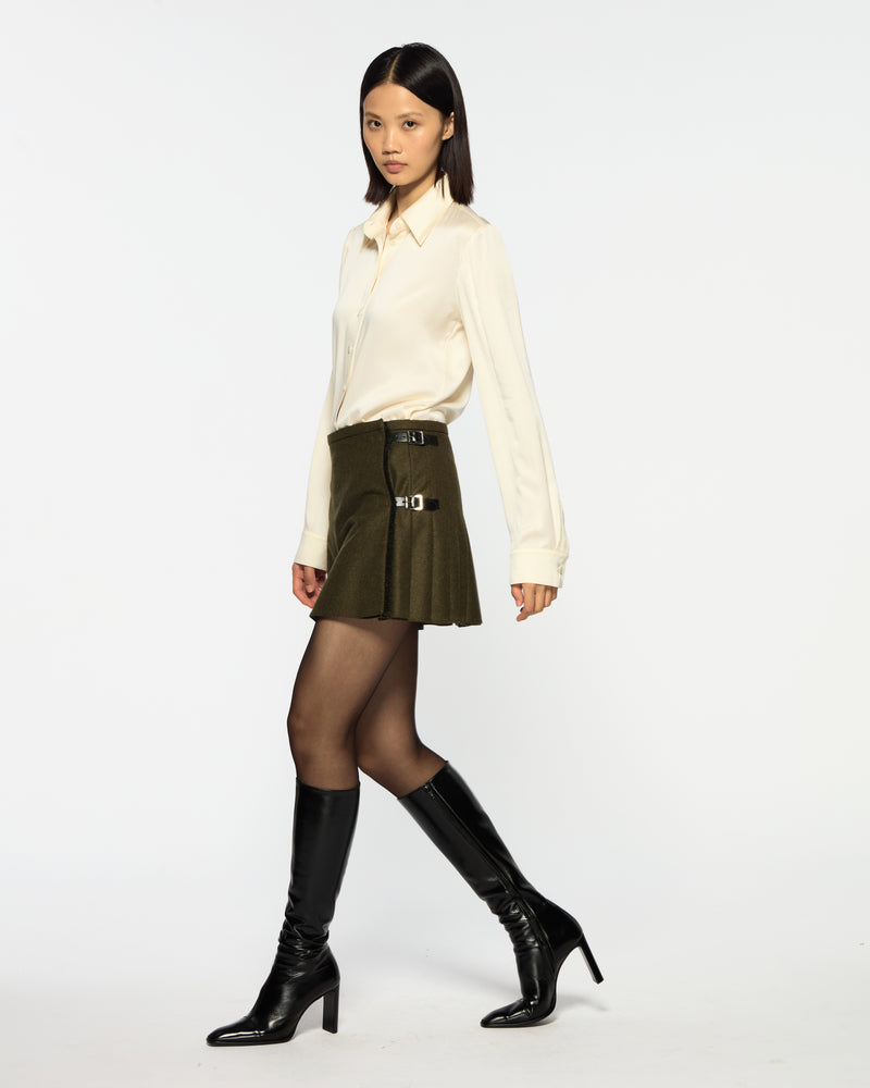 Merino Wool Mini Kilt - Military Green SERENA BUTE