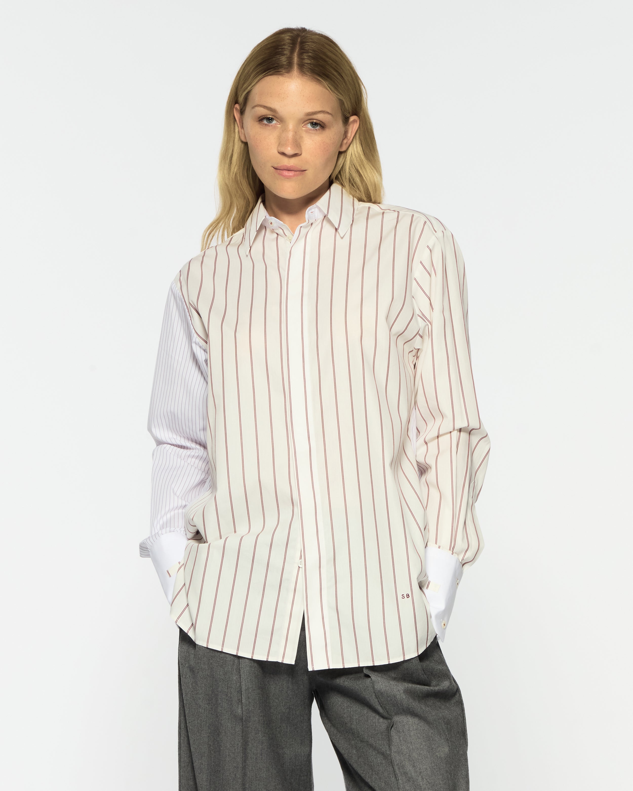 Oversized Shirt - Burgundy Stripe