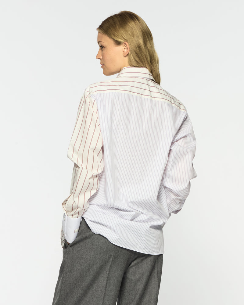 Cotton Oversized Shirt - Burgundy Stripe SERENA BUTE