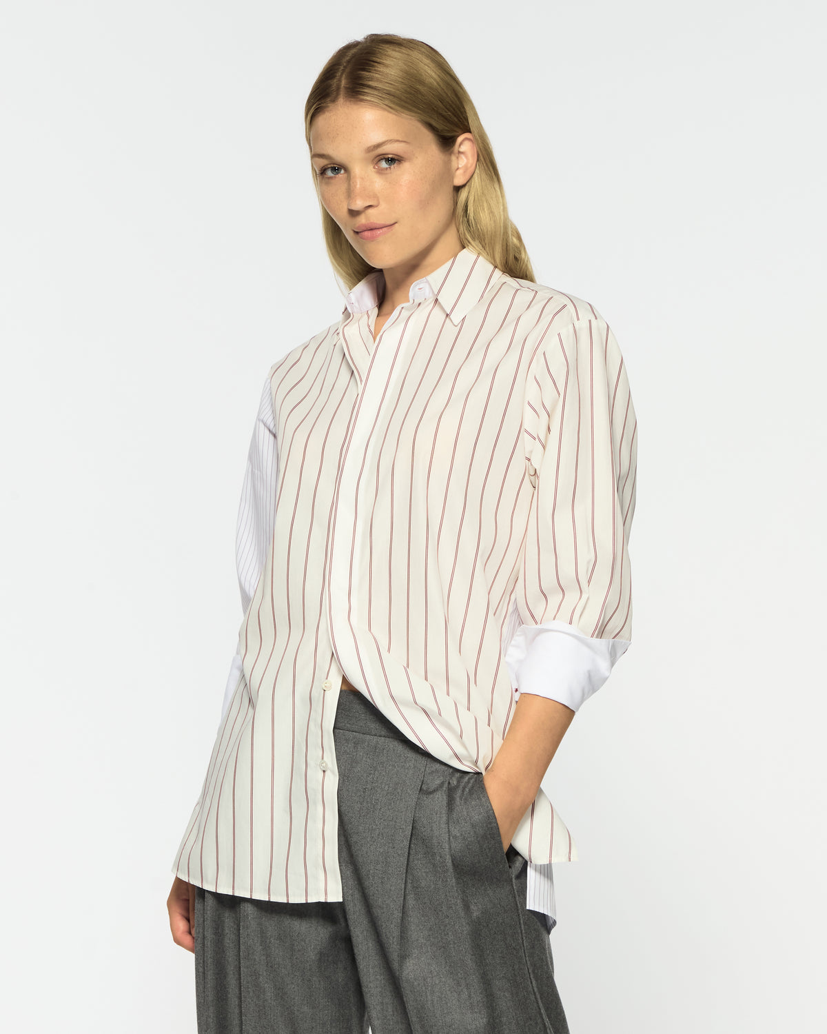 Oversized Shirt - Burgundy Stripe