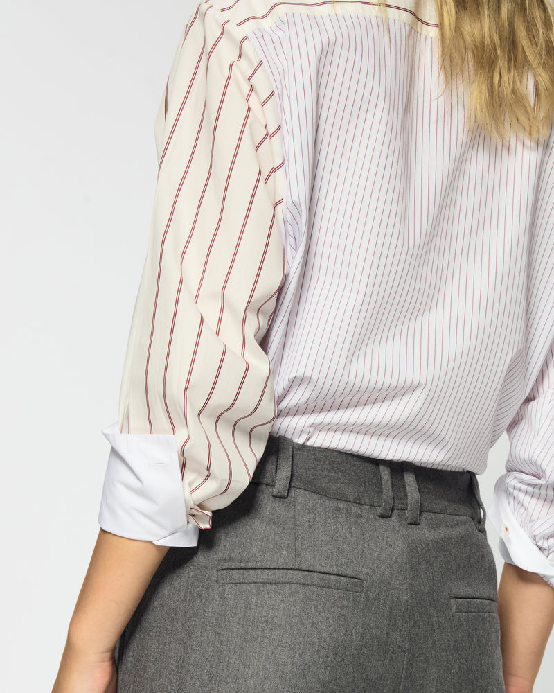 Cotton Oversized Shirt - Burgundy Stripe SERENA BUTE