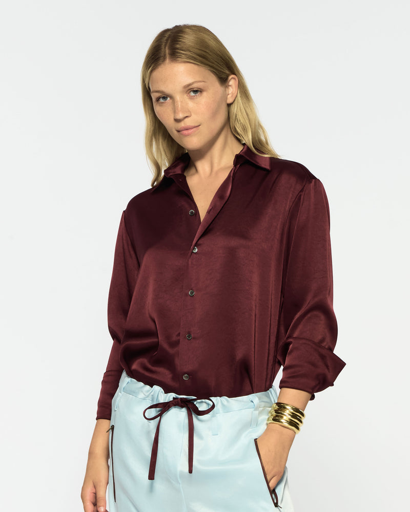 Satin Paris Shirt - Burgundy SERENA BUTE