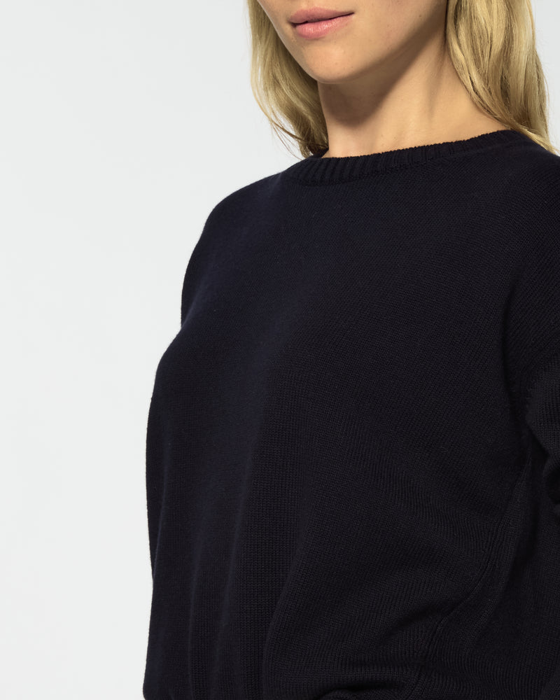 Merino Wool Relaxed Fit Jumper - Navy Blue SERENA BUTE