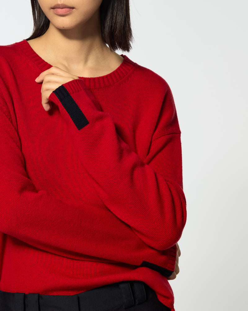 Merino Wool Relaxed Fit Jumper - Red SERENA BUTE