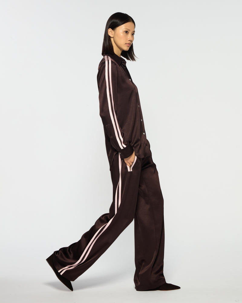 Satin Classic Shirt - Chocolate Brown SERENA BUTE