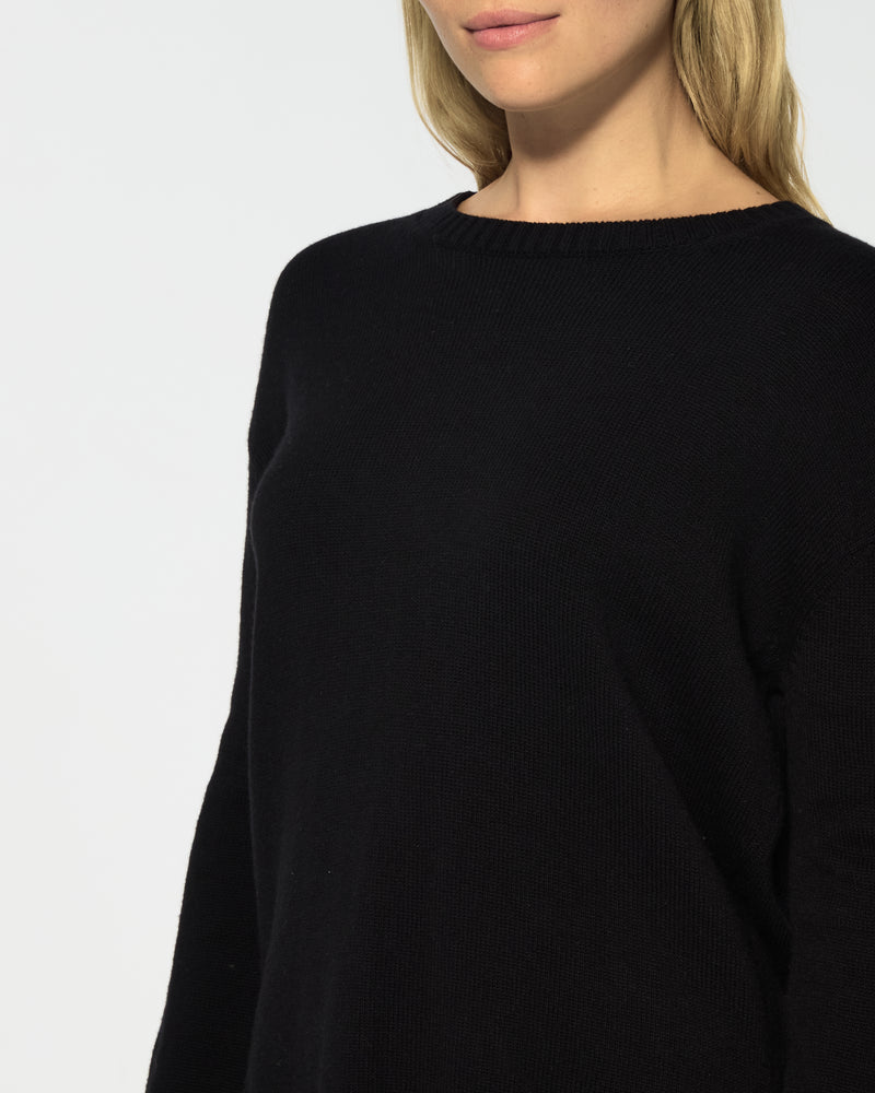 Merino Wool Relaxed Fit Jumper - Black SERENA BUTE