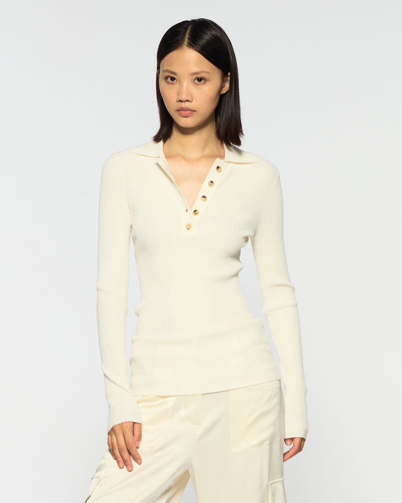 Ribbed Henley Top - Cream picture #1
