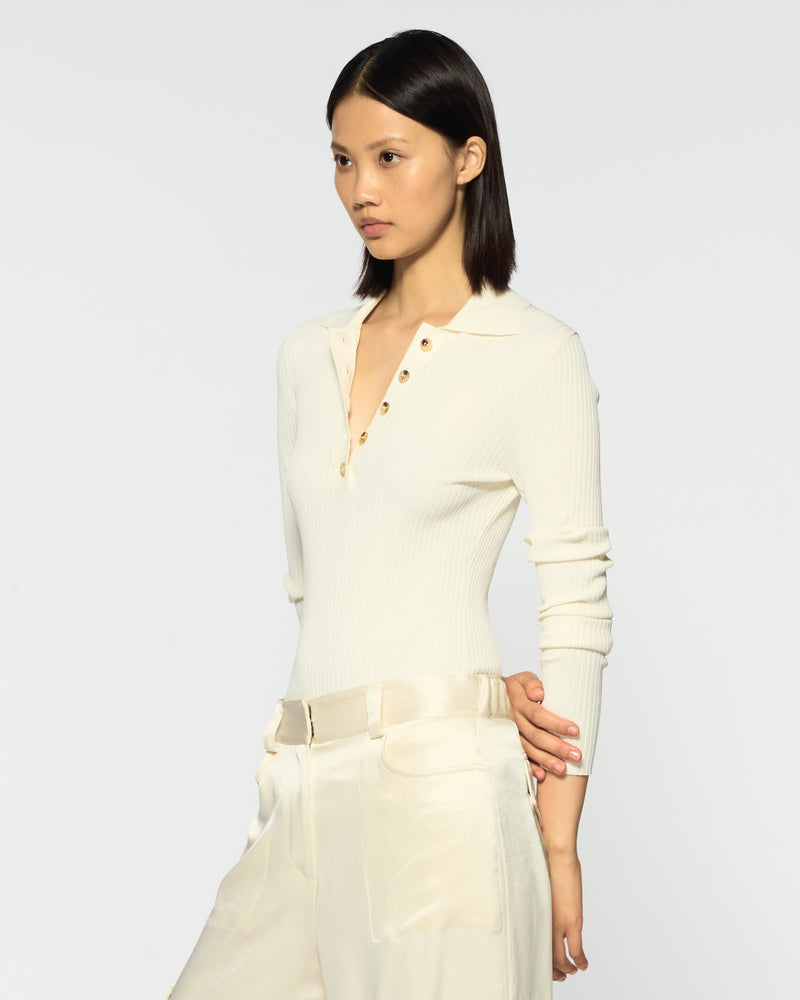 Ribbed Henley Top - Cream picture #3