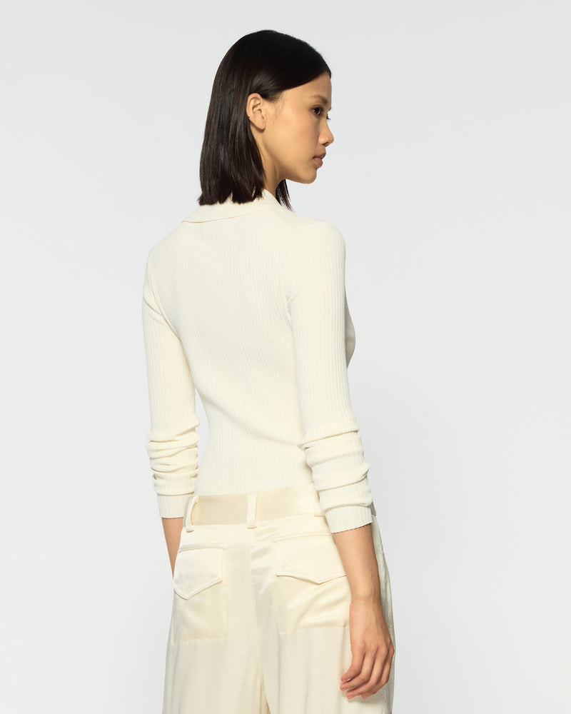 Ribbed Henley Top - Cream picture #4