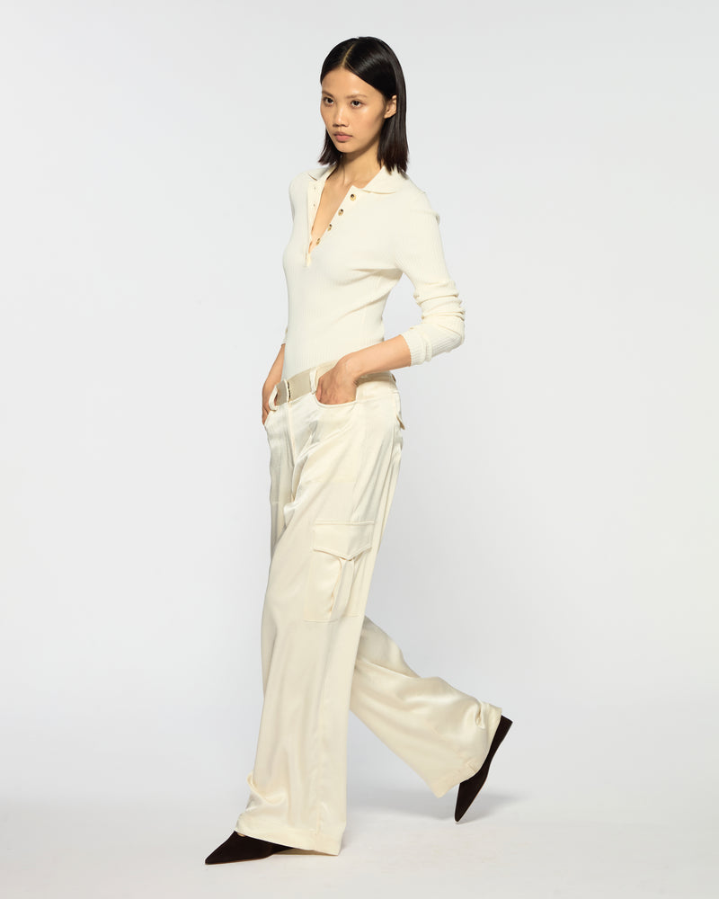 Satin Cargo Trouser - Cream SERENA BUTE