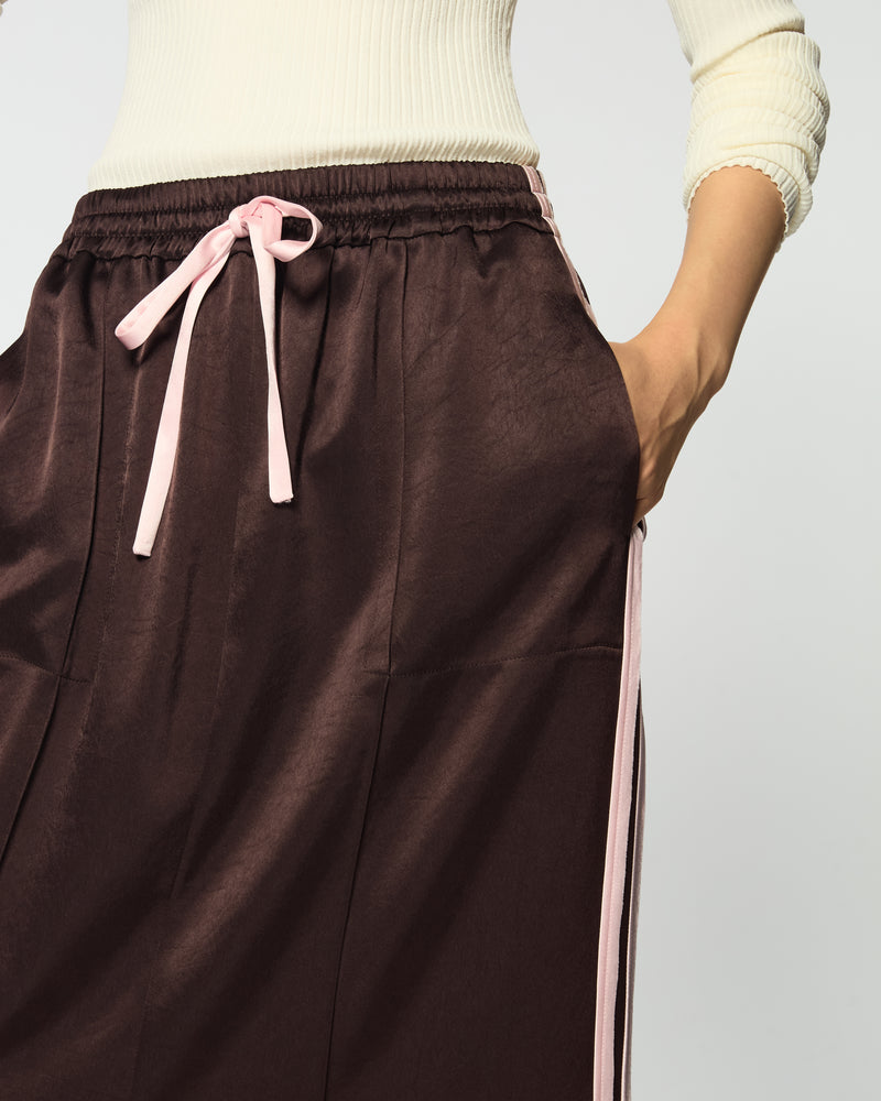 Satin Serena Jogger Skirt - Chocolate Brown SERENA BUTE