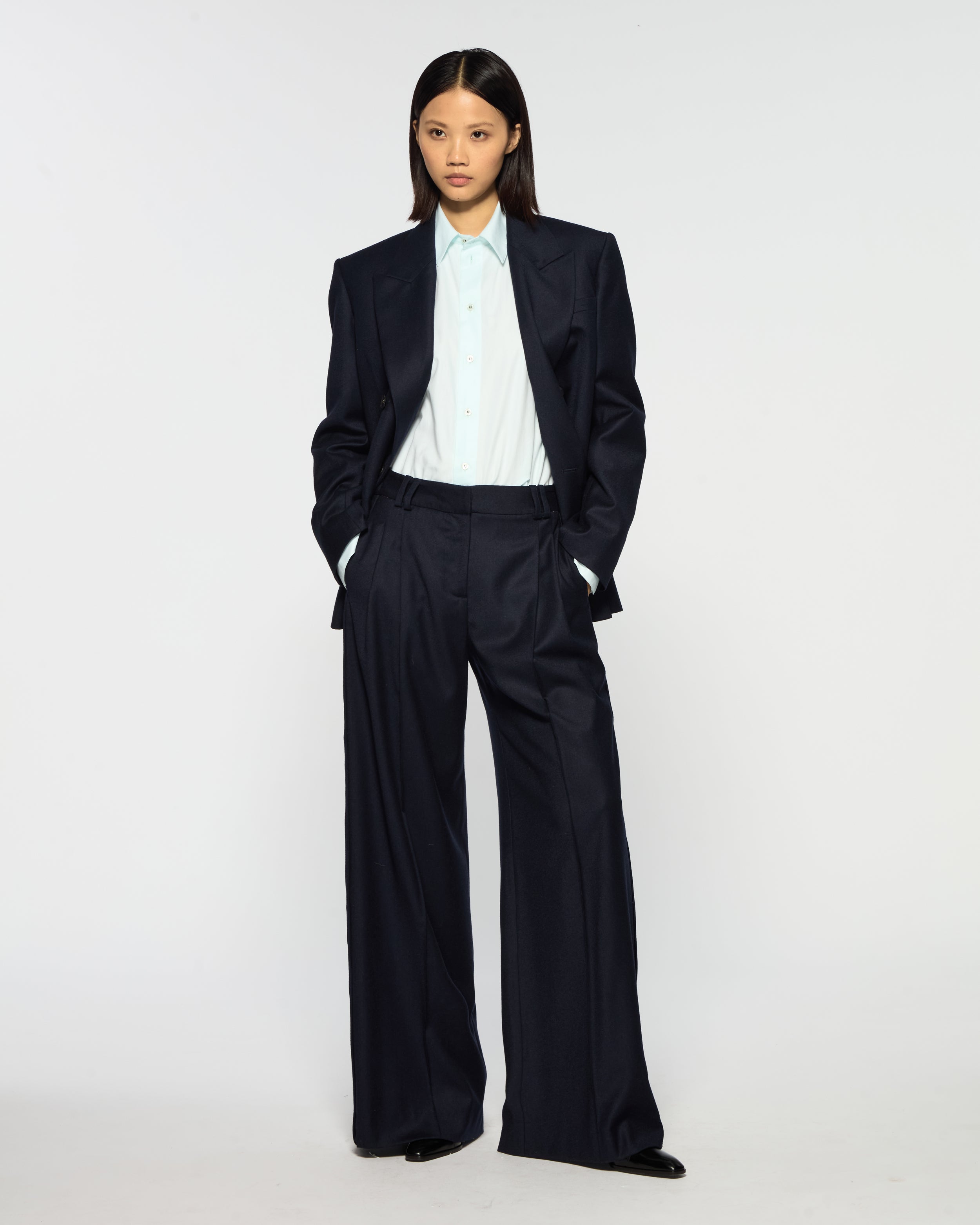 Serena Trouser - Navy Blue Wool