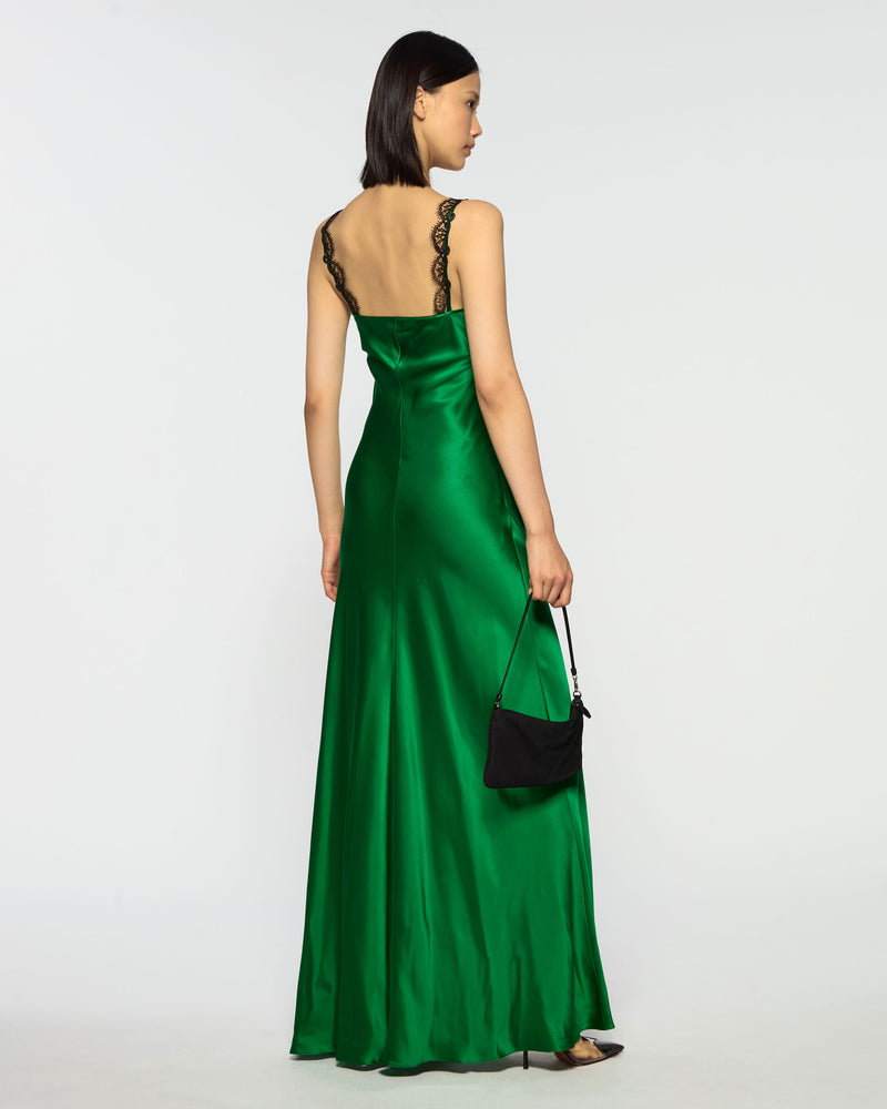 Slip Dress with Lace Trim - Emerald Silk picture #4
