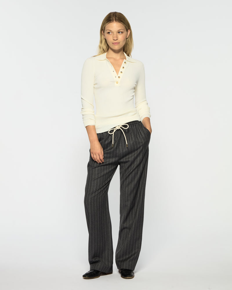 Slim Leg Jogger - Dark Grey Pinstripe Wool picture #3