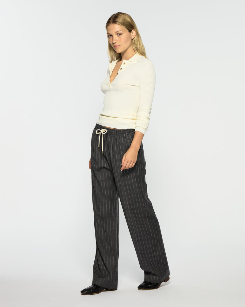 Slim Leg Jogger - Dark Grey Pinstripe Wool picture #1