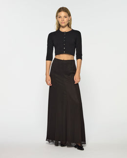 Georgette Full Length Skirt - Black Silk