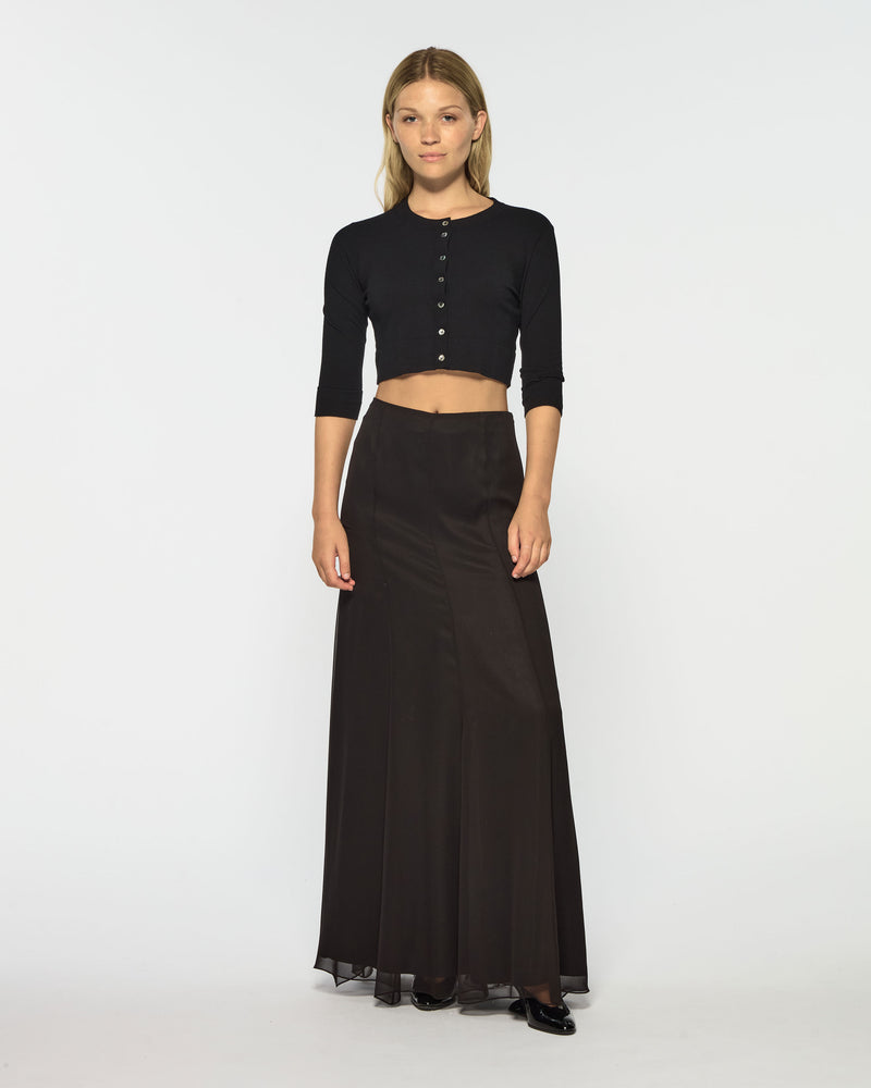 Georgette Full Length Skirt - Black Silk picture #1