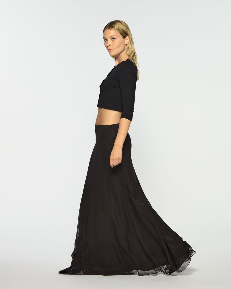 Georgette Full Length Skirt - Black Silk picture #3