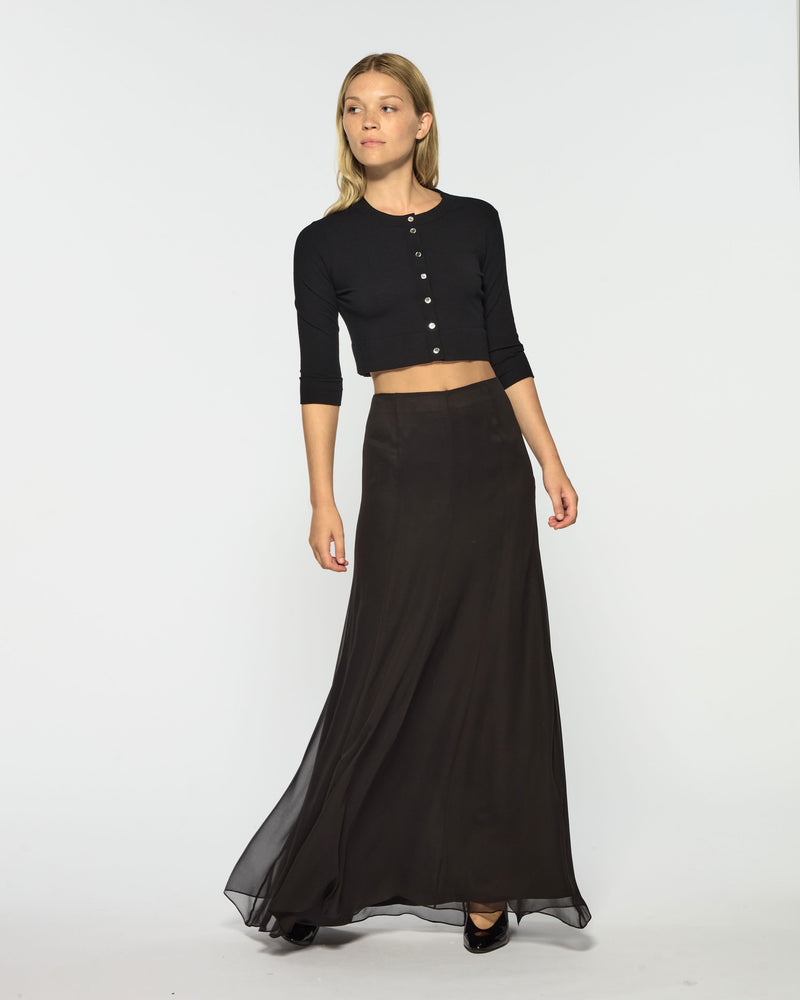 Georgette Full Length Skirt - Black Silk picture #4