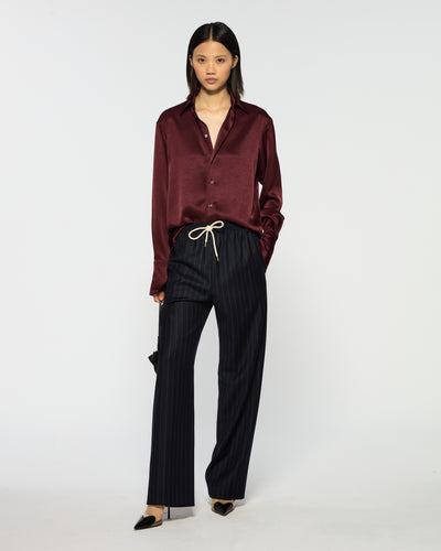 Slim Leg Jogger - Navy Blue Pinstripe Wool SERENA BUTE